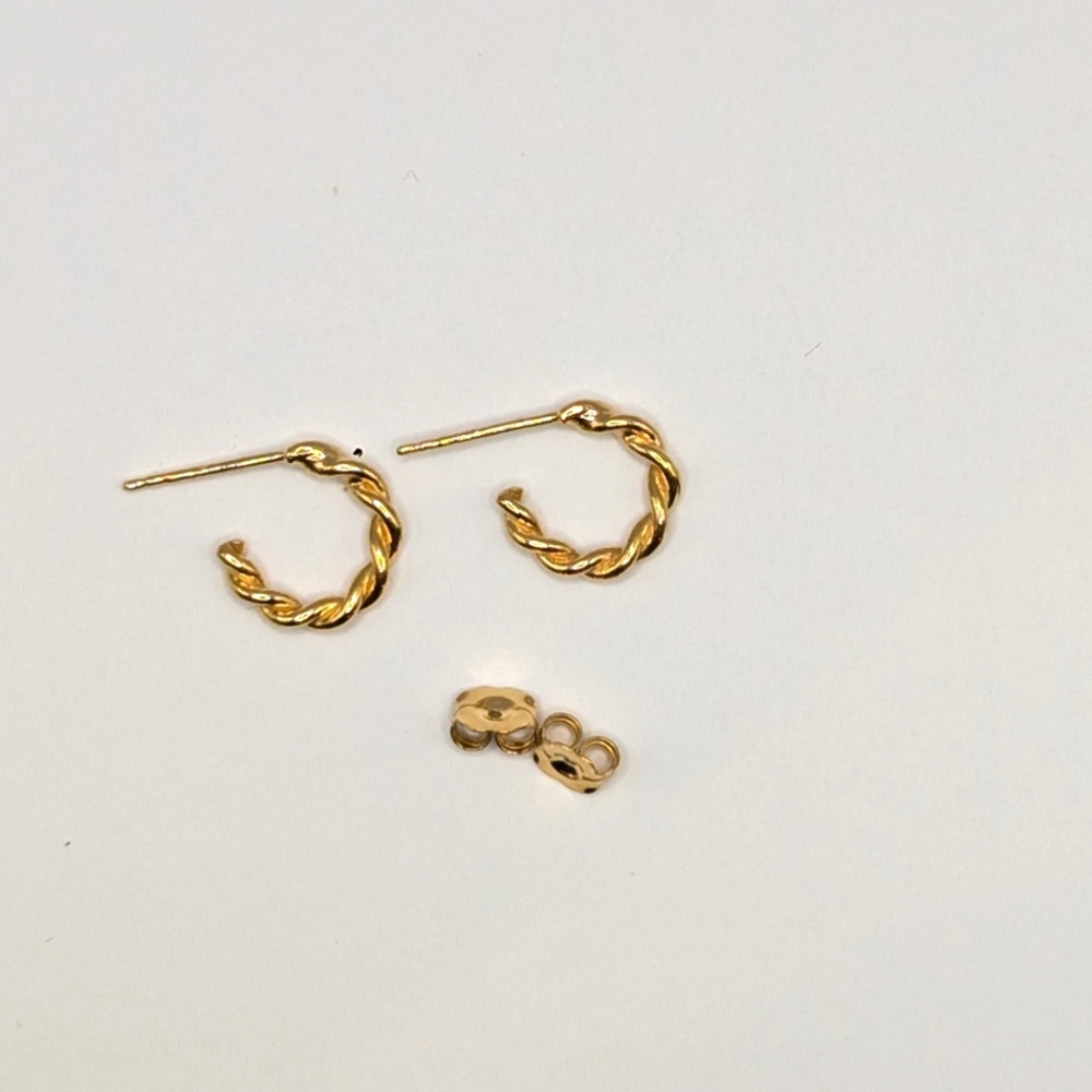 Tiny Gold Vermeil twist hoops